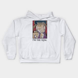 King Cat - I'm The King - Black Outlined Version Kids Hoodie